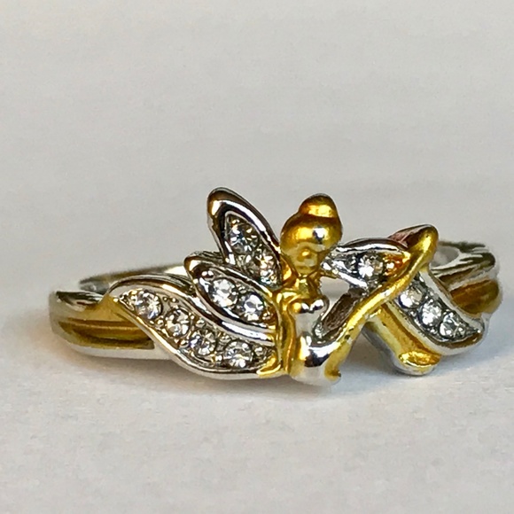 Tinker Bell Tinkerbell Tink Ring Disney Size 6 7  Silver Gold Plated - Picture 3 of 8